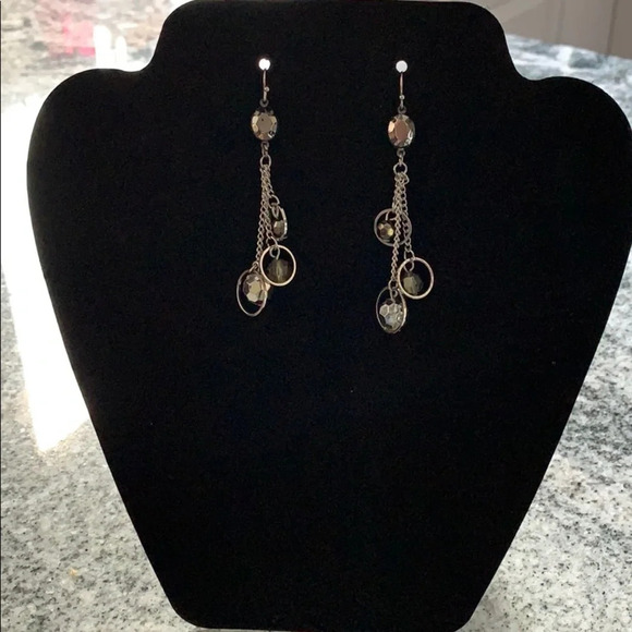 Black and Silver Drop Earrings - Picture 1 of 6